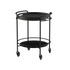 Schwarzer Serving Table aus Stahl mit rundem, schwarz gebeiztem Eichenholz - Tablett auf Rollen | Serving Table w/ Nordic Serving Tray - Black Stained Oak | SACKit