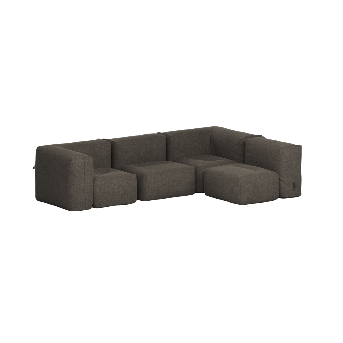 Dunkelgraues 4 Sitzer Ecksofa von sackit für den Außenbereich mit tiefen Sitzen und weichen Polstern für entspannte Stunden im Garten oder auf der Terrasse