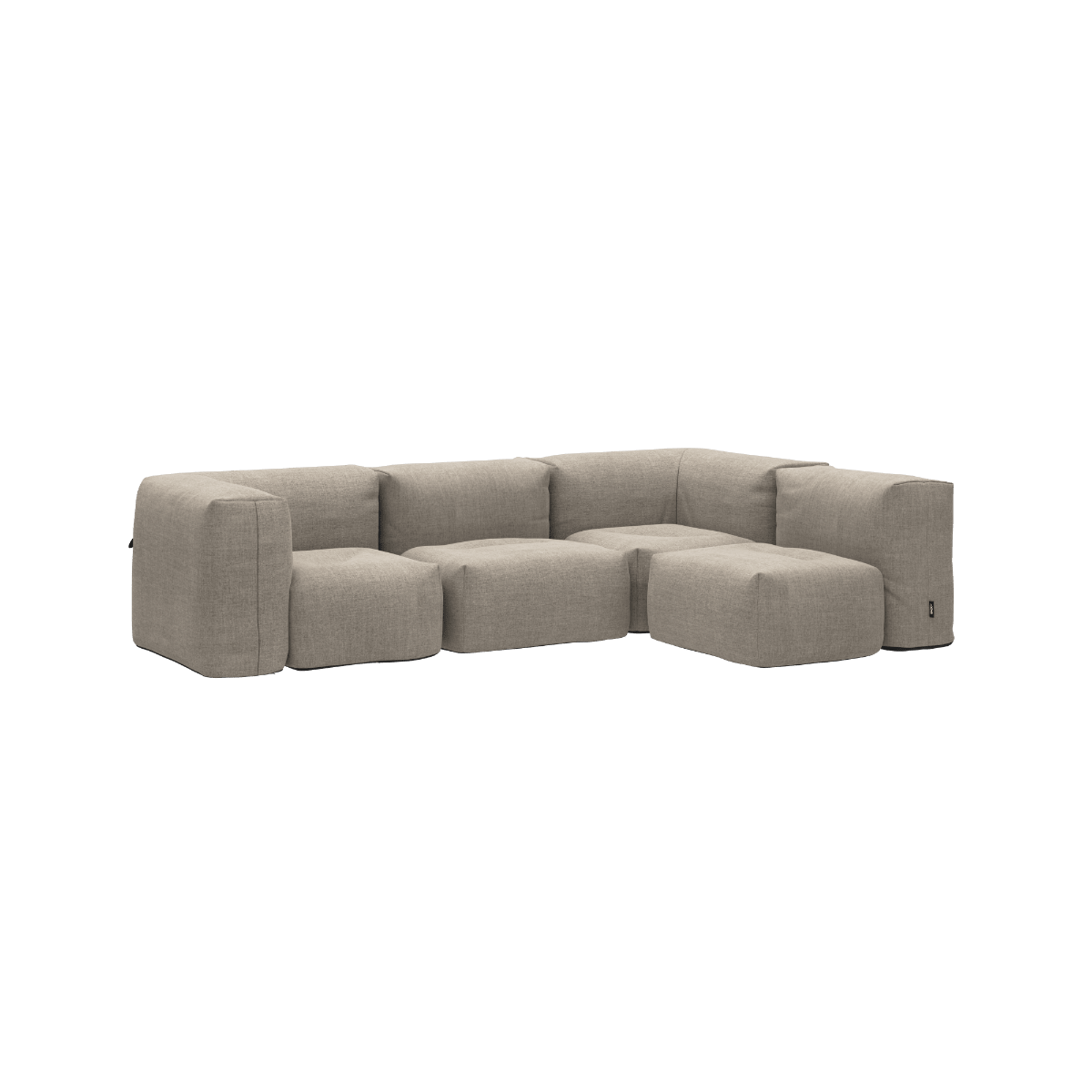 Soft Sofa Outdoor 4 - Sitzer Ecksofa in sandfarbenem Kirra - Gewebe, wetterfest und weich, ohne Gestell. | Soft Sofa Outdoor - 4 Seater Corner Sofa - Kirra Sand | SACKit