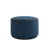 Runder Medley Pouf in Denimblau aus weichem Polsterstoff mit feiner Leinennaht, 50x35 cm. | Medley Pouf - Medley Denim | SACKit
