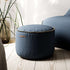 Runder Cura Pouf in dunklem Blau aus nachhaltigem, recyceltem Polyester mit handgenähten Stichen | Cura Pouf - Cura Dark Blue | SACKit