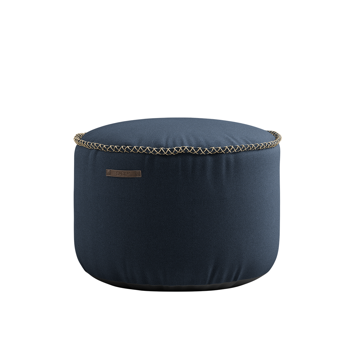 Runder Cura Pouf in dunklem Blau aus recyceltem Polyester, handgenäht und vielseitig nutzbar. | Cura Pouf - Cura Dark Blue | SACKit
