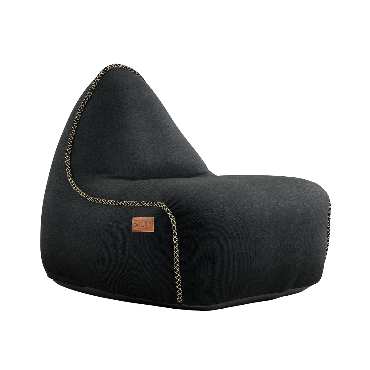 Schwarzer Canvas Lounge Chair mit Rückenlehne und weicher Polsterung aus Canvas - Stoff. | Canvas Lounge Chair - Canvas Black | SACKit