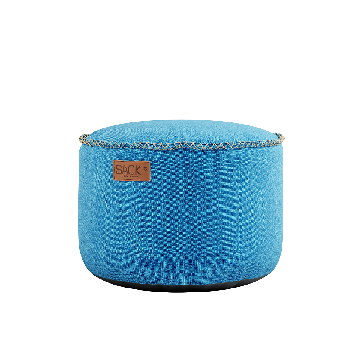 Runder Cobana Pouf in Türkis aus wasserabweisendem, scheuerbeständigem Stoff, 50 x 35 cm. | Cobana Pouf - Cobana Turkis | SACKit