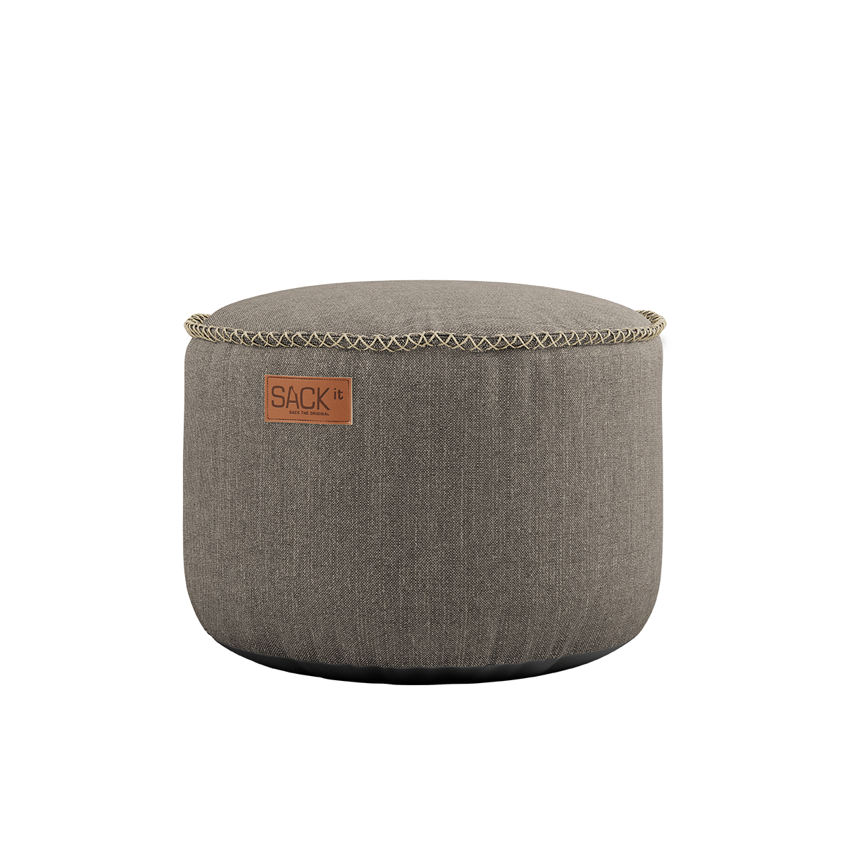 Runder Cobana Pouf in taupefarbenem, wasserabweisendem Polsterstoff mit formstabiler Füllung. | Cobana Pouf - Cobana Taupe | SACKit
