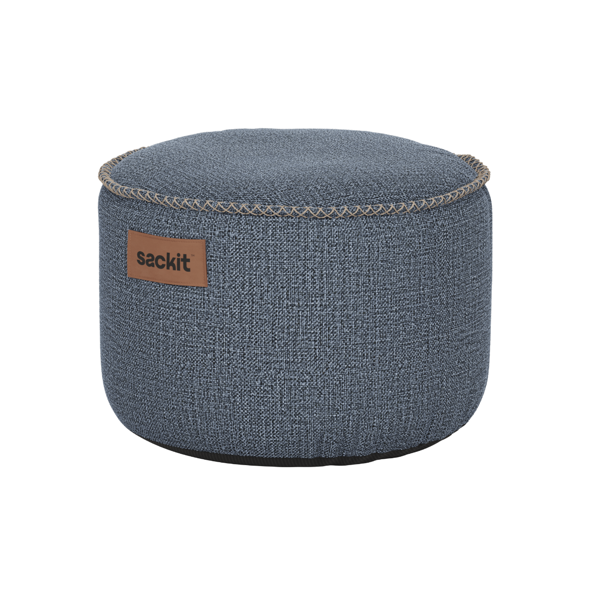 Runder Cobana Pouf in Kirra Indigo aus wasserabweisendem Polsterstoff, 50 x 35 cm. | Cobana Pouf - Kirra Indigo | SACKit