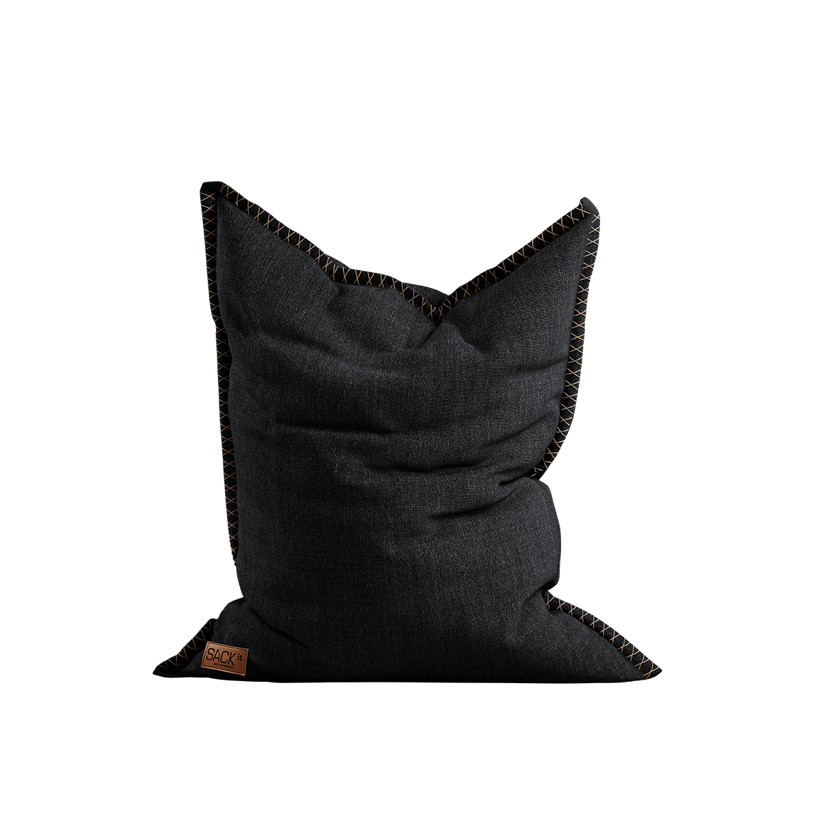 Schwarzer Cobana Beanbag Sækkestol und Puf aus wasserabweisendem Material, handgenähte Stiche sichtbar. | Cobana Beanbag - Cobana Black | SACKit