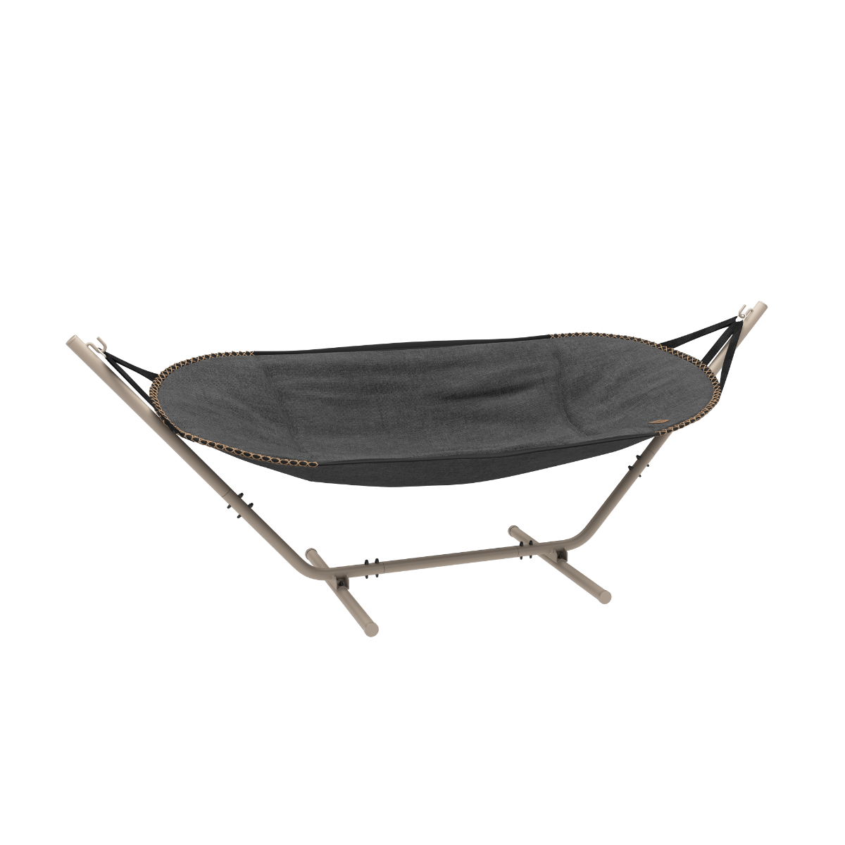 Cobana Hängematte in Grau mit taupefarbenem Aluminiumgestell, Outdoor-Hängematte und Liege.