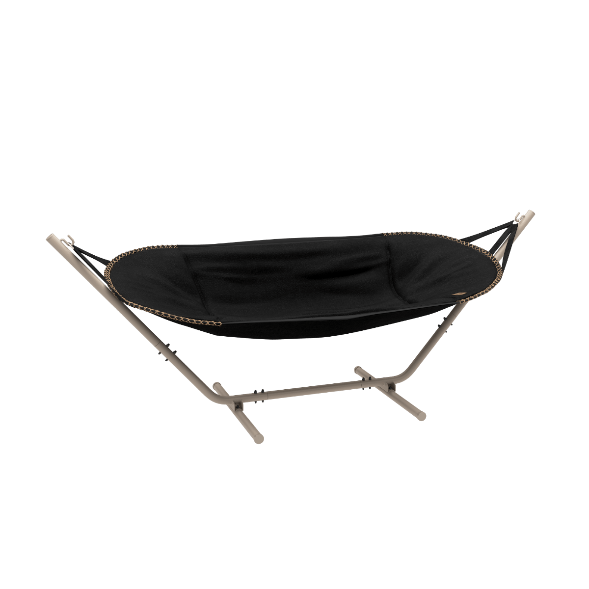 Cobana Hängematte in Schwarz mit taupefarbenem Aluminiumgestell, modern und stabil. | Cobana Hammock - Cobana Black Taupe | SACKit
