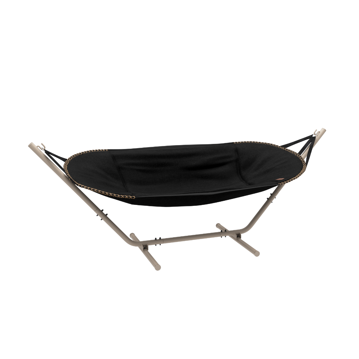 Cobana Hängematte in Schwarz mit taupefarbenem Aluminiumgestell, modern und stabil. | Cobana Hammock - Cobana Black Taupe | SACKit