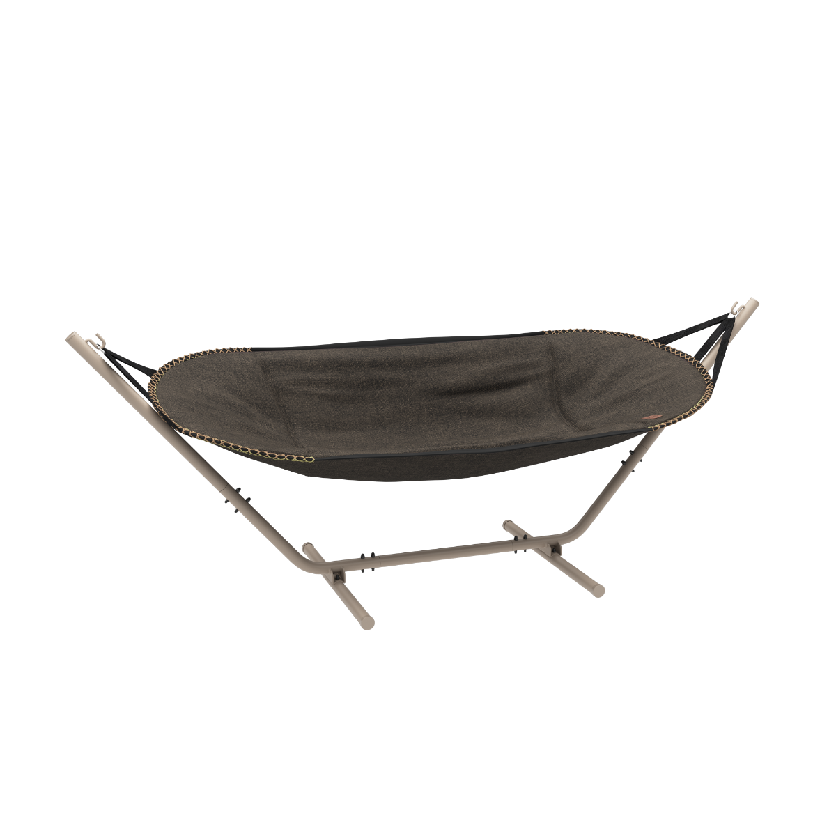 Cobana Hängematte in Braun mit taupefarbenem Aluminiumgestell, weiches Olefin - Textil, für Garten und Terrasse. | Cobana Hammock - Cobana Brown Taupe | SACKit