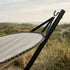 Cobana Hammock Hängematte in Cobana Grey mit schwarzem Aluminiumgestell, draußen auf Terrasse. | Cobana Hammock - Kirra Noir Taupe | SACKit