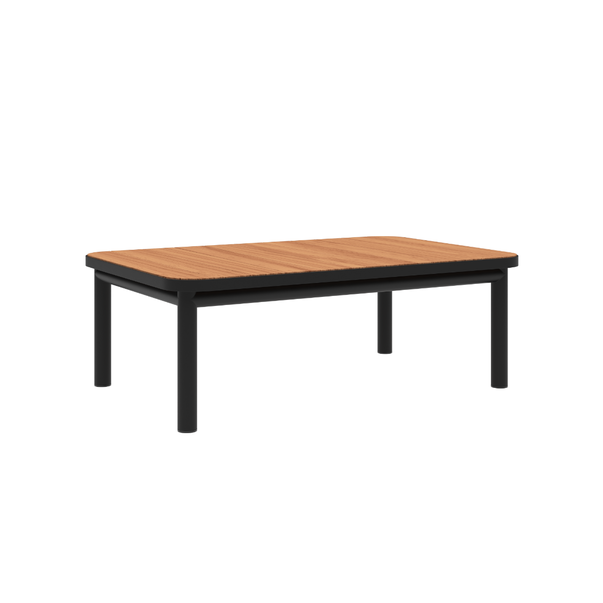 Kirra Coffee Table in schwarzem pulverbeschichtetem Aluminium mit Teakholz - Tischplatte, outdoor geeignet. | Kirra Coffee Table - Noir Ohne Accessory Fit | SACKit