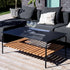 Schwarzer Patio Sofa Couchtisch aus pulverbeschichtetem Aluminium mit Teakholzablage, 113x70 cm | Patio Sofa Table - 113x70 - Ohne Accessory Fit | SACKit