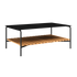 Patio Sofa Table mit schwarzem pulverbeschichtetem Aluminiumgestell und Teakholzablage, 113x70 cm | Patio Sofa Table - 113x70 - Ohne Accessory Fit | SACKit