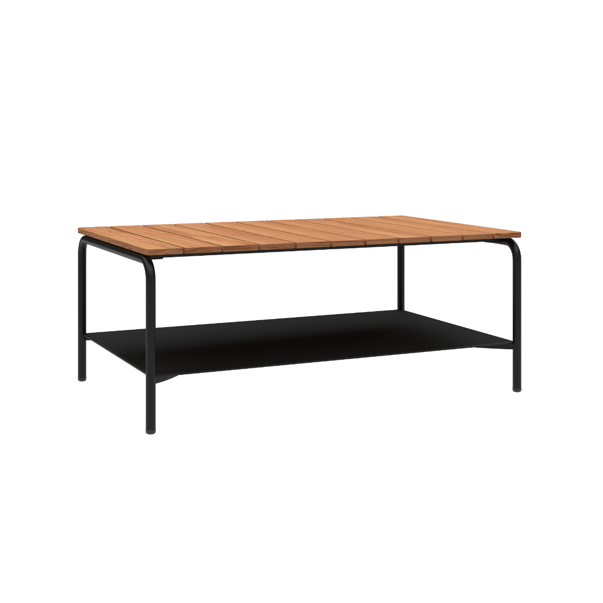 Patio Coffee Table mit pulverbeschichtetem Aluminiumrahmen und Teakholzplatte, 110x70 cm, ohne Accessory Fit