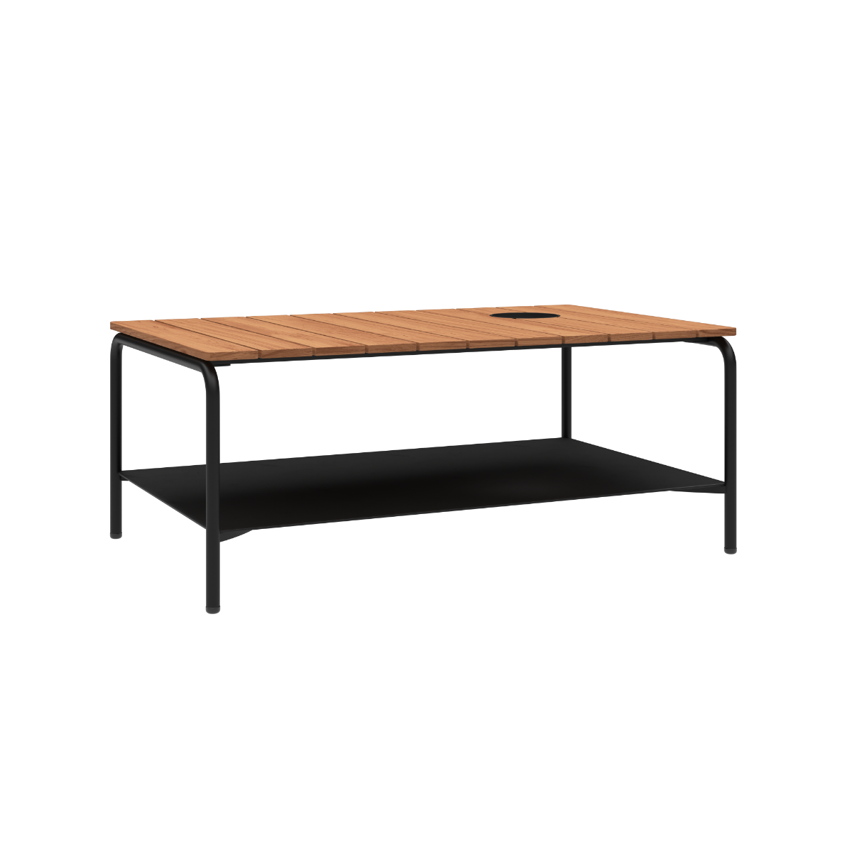 Patio Coffee Table 110x70 mit pulverbeschichtetem Aluminiumrahmen und FSC - zertifiziertem Teakholz, mit Accessory Fit | Patio Coffee Table - 110x70 - Mit Accessory Fit | SACKit