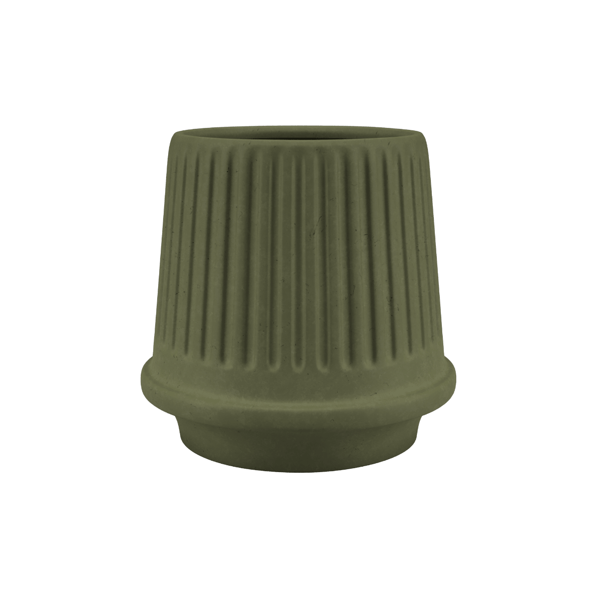 Olivefarbener Gaia 16 Blumentopf aus Keramik mit matter, gerillter Oberfläche und Drainageloch | Gaia 16 - Olive | SACKit