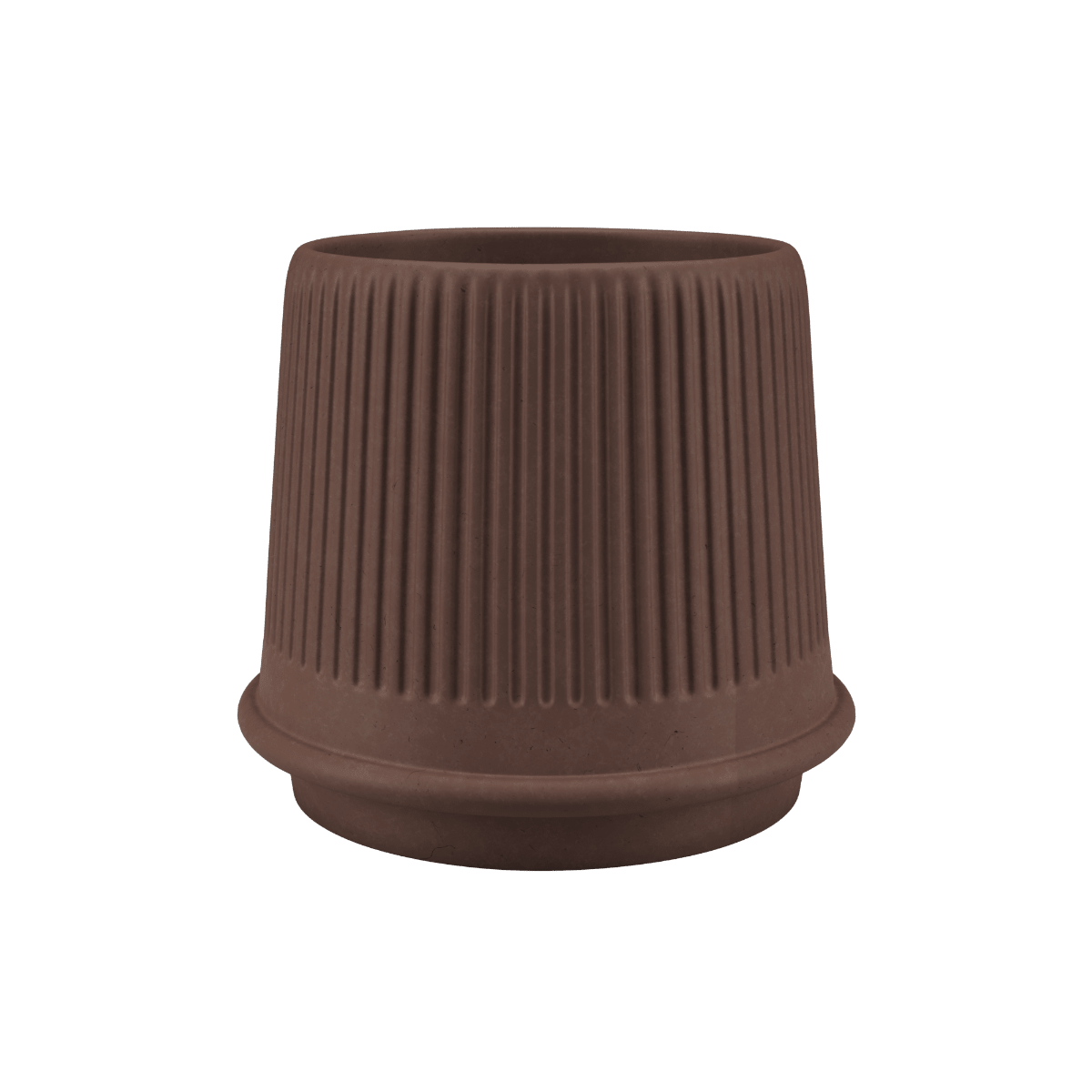 Gaia 23 Blumentopf aus Keramik in Mocca mit matter, gerillter Oberfläche und Drainageloch | Gaia 23 - Mocca | SACKit