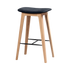 Nordic Bar Stool aus Eiche mit 73 cm Höhe und Luna Carbon Lederpolster, schwarzer Stahlfußstütze | Nordic Bar Stool - Oak - 73 cm Luna Carbon | SACKit