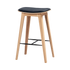 Nordic Bar Stool in 73 cm height with Luna Carbon leather and oak wood frame with black steel footrest | Nordic Bar Stool - Oak with stitches - 73 cm Luna Carbon | SACKit