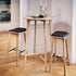 Nordic Bar Stool aus Eiche mit schwarzem Terra-Leder und sichtbaren Nähten, hohe Ausführung 73 cm