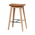 Nordic Bar Stool aus massiver Eiche mit Terra Safari Leder und schwarzer Stahlfußstütze, 68 cm hoch