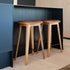 Nordic Barhocker aus massiver Eiche mit schwarzem Terra-Ledersitz und schwarzen Nähten, 73 cm hoch
