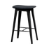Nordic Bar Stool in Terra Black leather with black stained oak and steel footrest, 73 cm high.