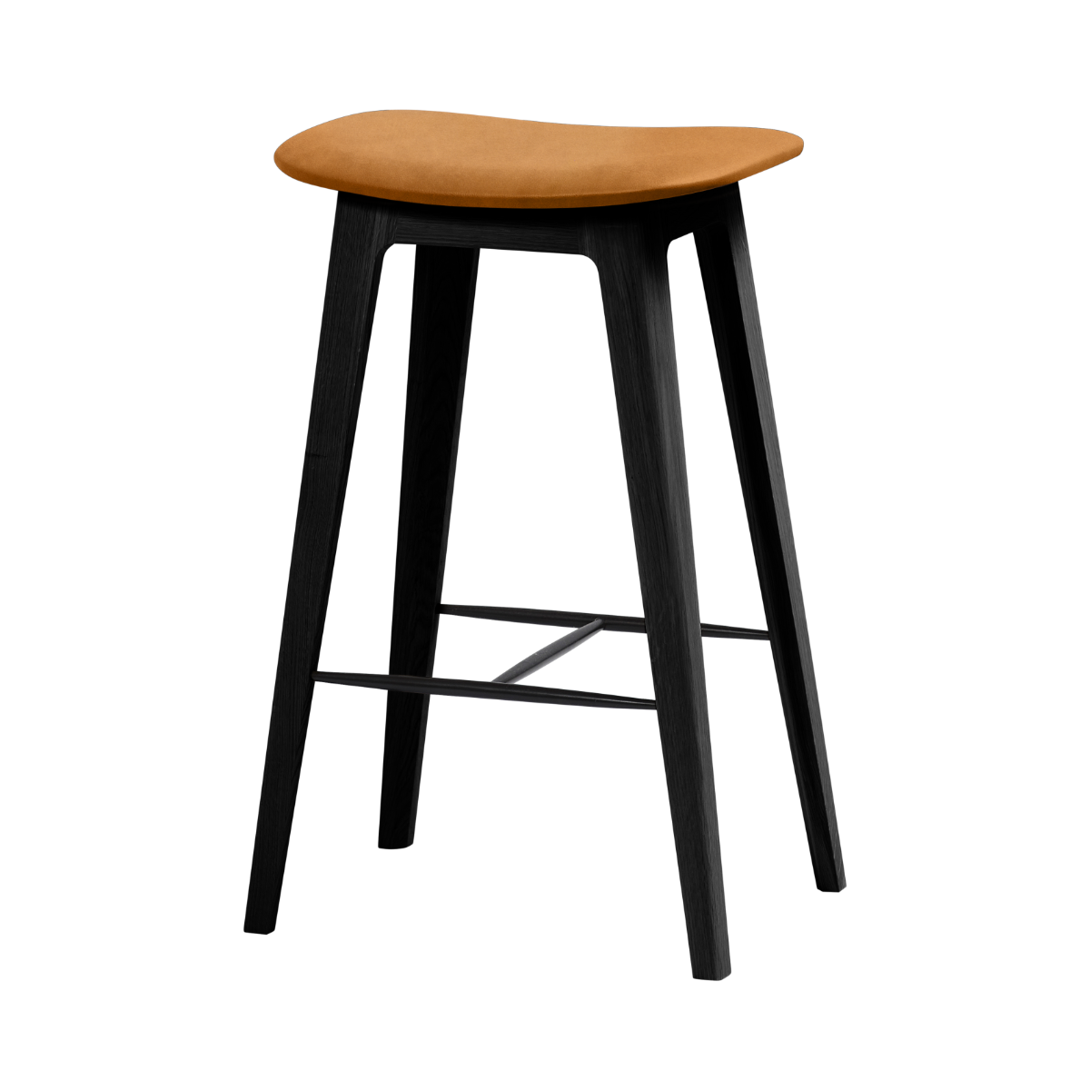 Nordic Bar Stool 68 cm mit schwarzem Eichenholz und hellbeigem Luna Sandstone Lederpolster | Nordic Bar Stool - Black Stained Oak - 68 cm Luna Sandstone | SACKit