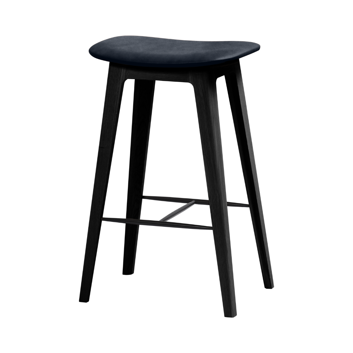 Nordic Bar Stool mit 68 cm Höhe, schwarzem Eichenfurnier und Luna Carbon Lederpolsterung | Nordic Bar Stool - Black Stained Oak - 68 cm Luna Carbon | SACKit