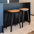 Nordic Bar Stool in black stained oak with Terra Black leather and black stitching, modern design. | Nordic Bar Stool - Black Stained Oak with stitches - 68 cm Luna Sandstone | SACKit