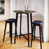Schwarzer Nordic Barhocker aus massiver Eiche mit Terra Black Leder und sichtbaren Nähten. | Nordic Bar Stool - Black Stained Oak with stitches - 68 cm Terra Black | SACKit