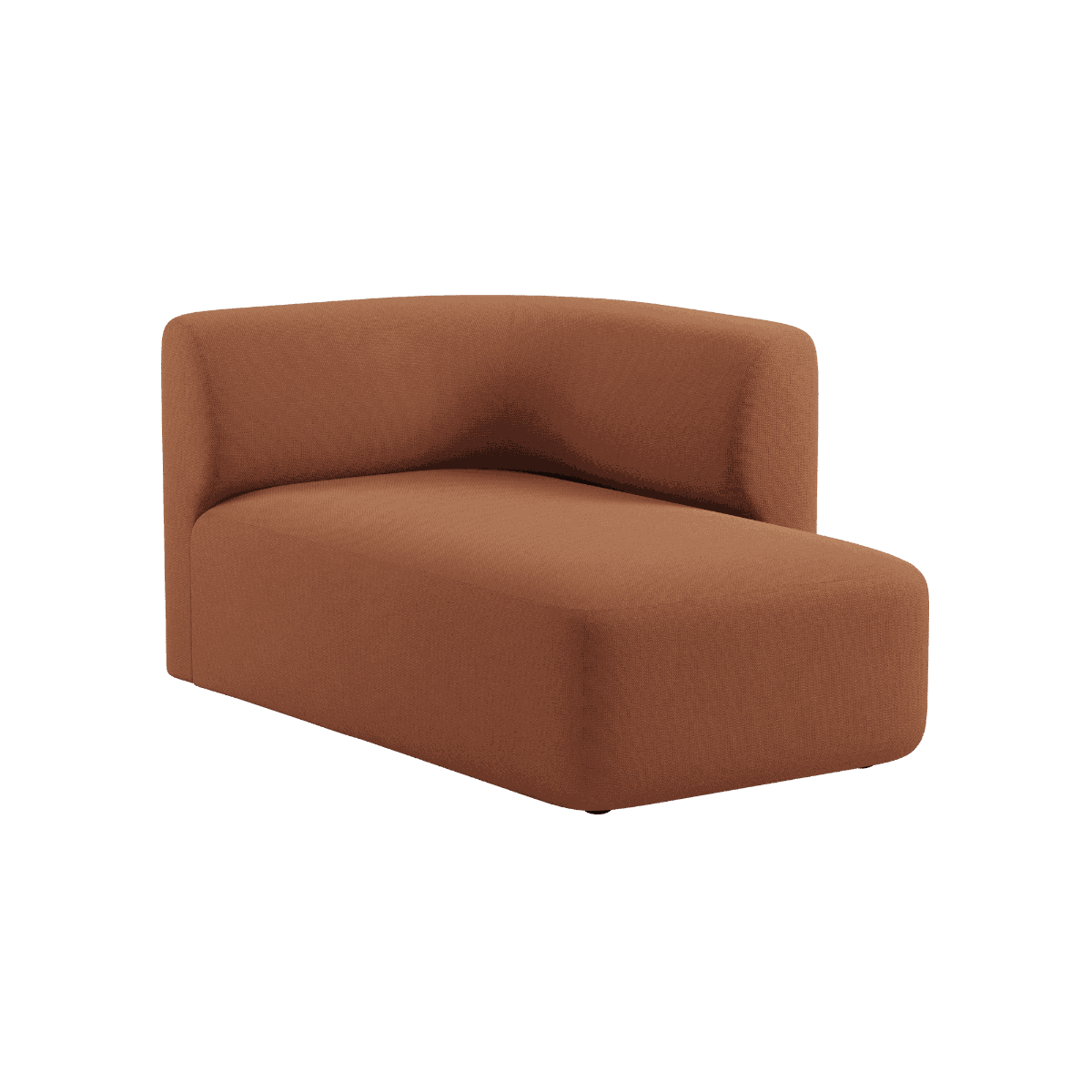 Fjord Sofa mit rechter Chaiselong in warmem Cosmo Terracotta Stoff, skandinavisches Design, weiche Linien | Fjord Sofa - Chaise Right - Cosmo Terracotta | SACKit