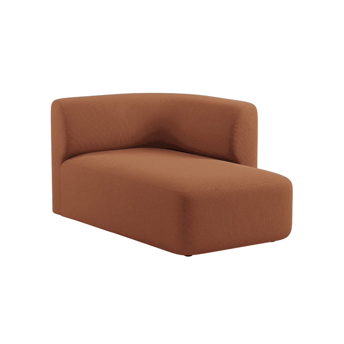 Fjord Sofa mit rechter Chaiselong in warmem Cosmo Terracotta Stoff, skandinavisches Design, weiche Linien | Fjord Sofa - Chaise Right - Cosmo Terracotta | SACKit