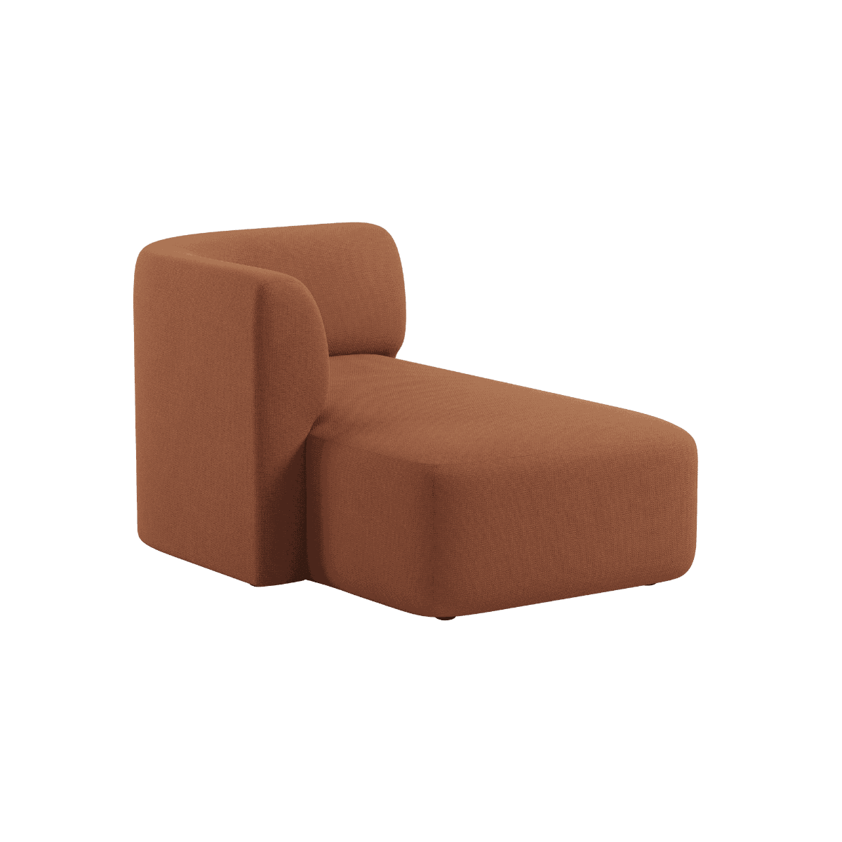 Fjord Sofa mit linker Chaiselong in warmem Cosmo Terracotta Stoff, skandinavisches Design, weiche Linien | Fjord Sofa - Chaise Left - Cosmo Terracotta | SACKit