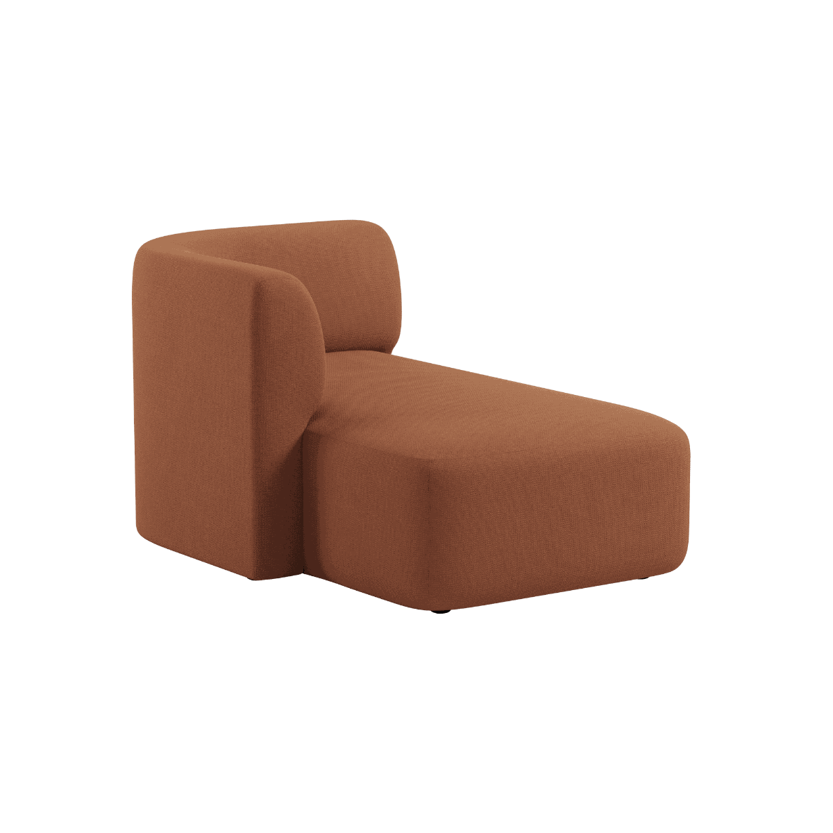 Fjord Sofa mit linker Chaiselong in warmem Cosmo Terracotta Stoff, skandinavisches Design, weiche Linien | Fjord Sofa - Chaise Left - Cosmo Terracotta | SACKit
