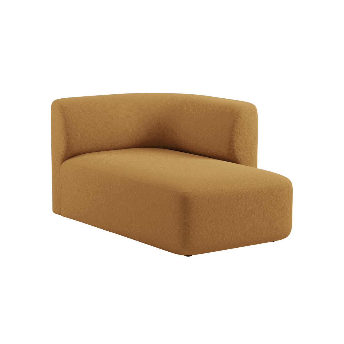 Fjord Sofa mit rechter Chaiselong in warmem Cosmo Mustard Stoff, skandinavisches Design, weiche Linien. | Fjord Sofa - Chaise Right - Cosmo Mustard | SACKit
