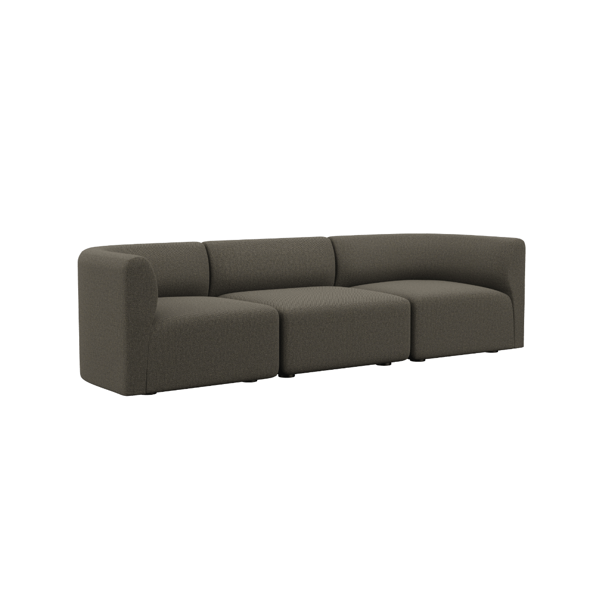 Fjord Sofa 3 - Sitzer in braunem Sealife - Stoff ohne Hocker mit weichen Linien und skandinavischem Design | Fjord Sofa - 3 seater - Sealife Brown Ohne Hocker | SACKit