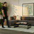 Fjord Sofa 3 - Sitzer in hellem Stoff mit weichen Linien und abgerundeten Kanten, skandinavisches Design. | Fjord Sofa - 3 seater - Sealife Brown Mit Hocker | SACKit
