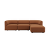 Braunes dreisitziges Fjord Sofa von sackit mit weichen Polstern und großzügiger rechter Ottomane im ruhigen skandinavischen Design für stilvolle Wohnräume | Fjord Sofa - 3 seater - Cosmo Terracotta Mit Hocker | SACKit