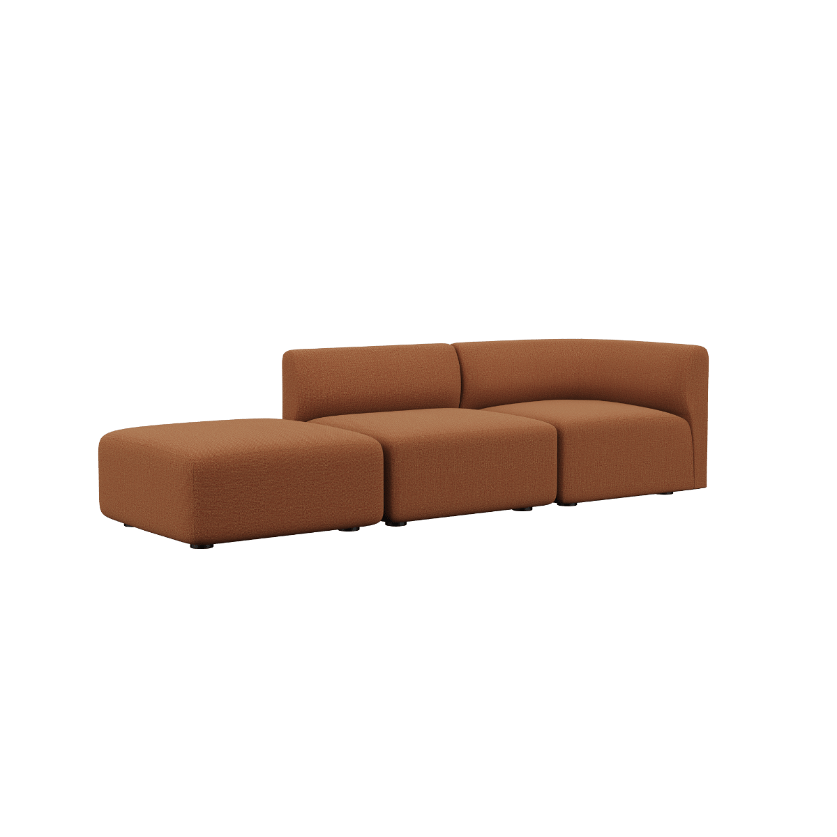 Fjord Sofa 2 - Sitzer mit offenem Ende links in Cosmo Terracotta, skandinavisches Design, weiche Linien, Textilbezug | Fjord Sofa - 2 seater w/ open end - Cosmo Terracotta Links | SACKit