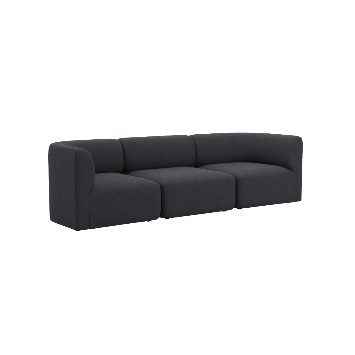 Dunkelgraues dreisitziges Fjord Sofa von sackit mit weichen Polstern und abgerundeten Armlehnen für stilvolles skandinavisches Wohnen | Fjord Sofa - 3 seater - Cosmo Slate Ohne Hocker | SACKit