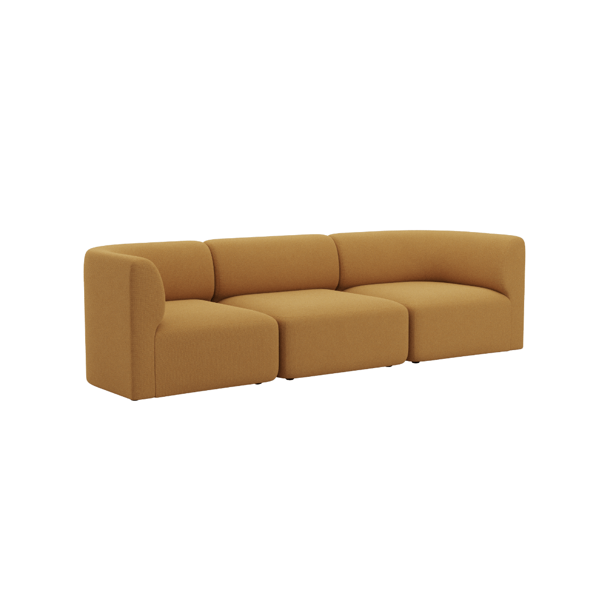 Senfgelbes dreisitziges Sofa mit abgerundeten Armlehnen weichen Sitzpolstern und ruhigem skandinavischem Design für stilvolle Innenräume | Fjord Sofa - 3 seater - Cosmo Mustard Ohne Hocker | SACKit