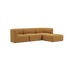 Braunes Fjord Sofa von sackit mit weicher Polsterung und großzügiger Sitzfläche im ruhigen skandinavischen Design für stilvolle Innenräume | Fjord Sofa - 3 seater - Cosmo Mustard Mit Hocker | SACKit