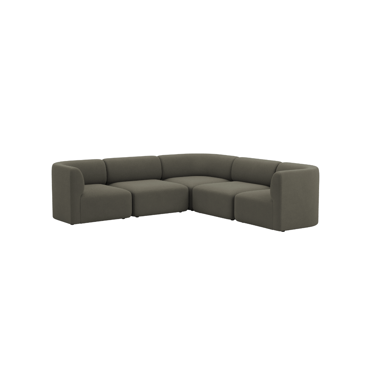Dunkelgraues sackit Fjord Sofa als geschwungenes Ecksofa mit weichen Polstern und skandinavischem Design auf schwarzem Hintergrund | Fjord Sofa - Corner Sofa - Cosmo Stone | SACKit