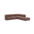 Braunes Fjord Sofa von sackit als geräumiges Ecksofa mit offenem Ende und weichen abgerundeten Polstern auf schwarzem Hintergrund | Fjord Sofa - Corner Sofa w/ open end - Cosmo Clay | SACKit