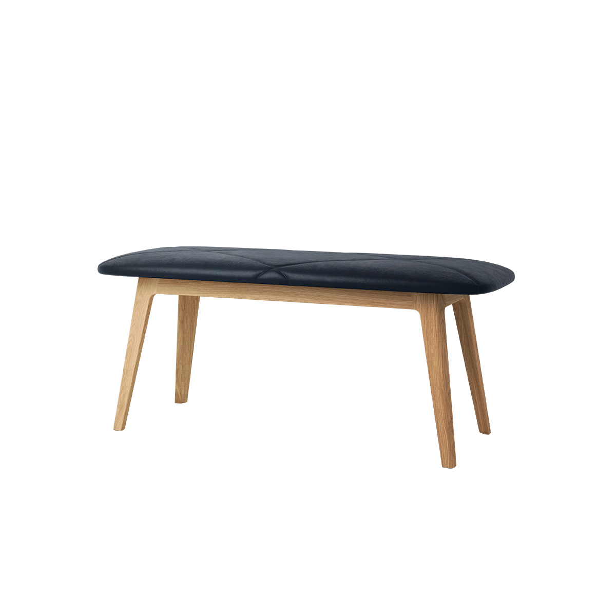 Nordic Bank aus massivem Eichenholz mit Terra Black Lederpolster, schlichtes dänisches Design. | Nordic Bench - Oak - Terra Black | SACKit
