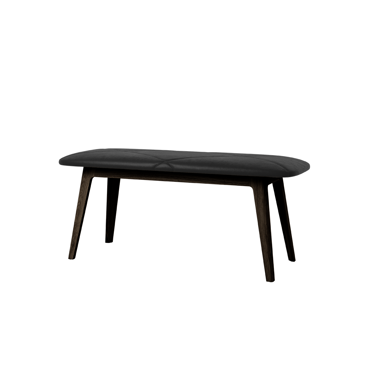 Nordic Bank aus dunkel gebeizter Eiche mit Terra Black Lederpolster, schlichtes dänisches Design | Nordic Bench - Dark Stained Oak - Terra Black | SACKit