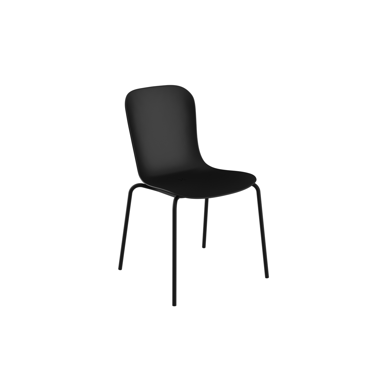 Schwarzer Patio Chair no. One S1 mit pulverbeschichtetem Stahlrahmen und Sitz aus recyceltem Kunststoff.